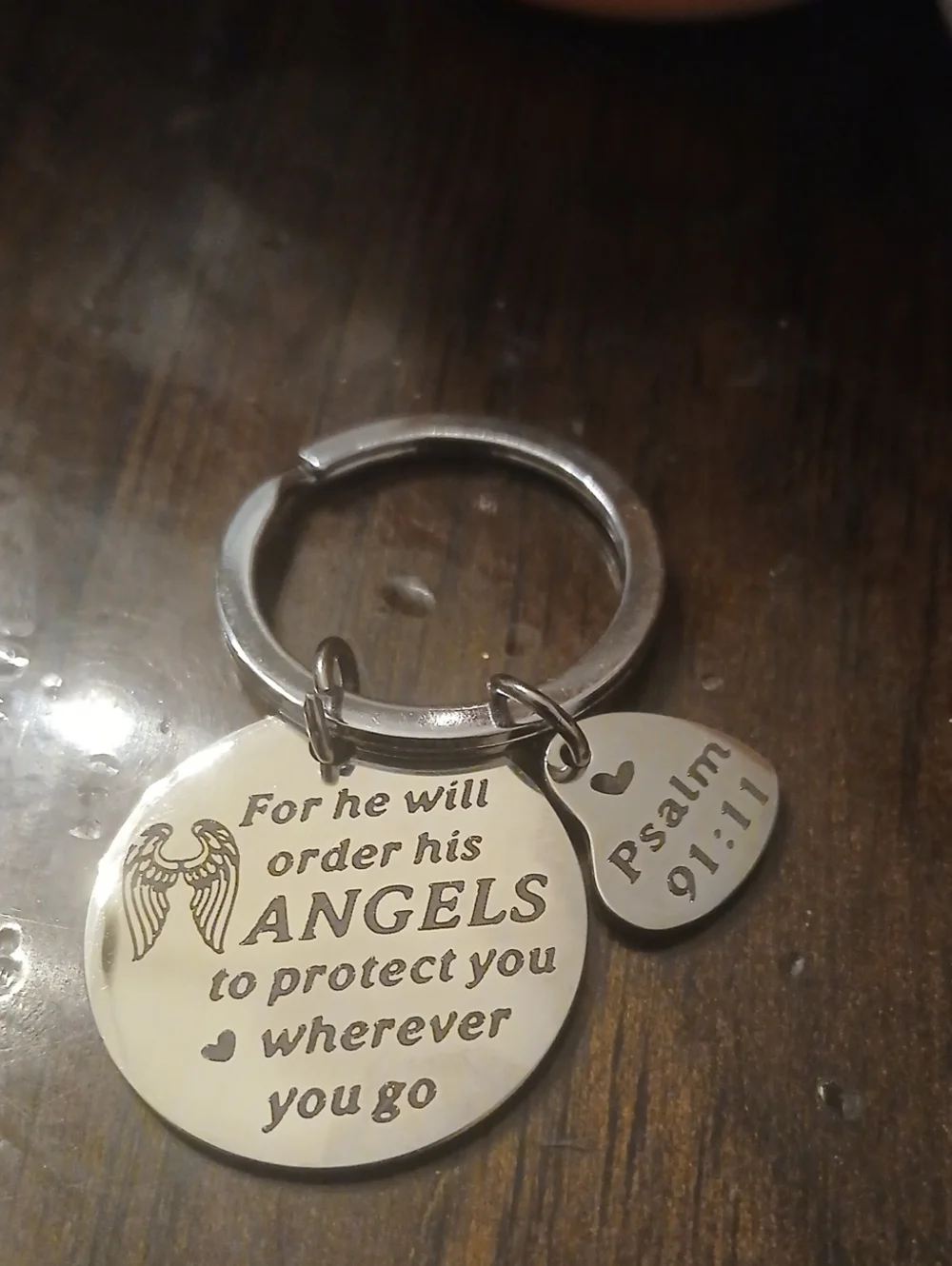 Inspirational Angels Stainless Steel Keychain - Silver